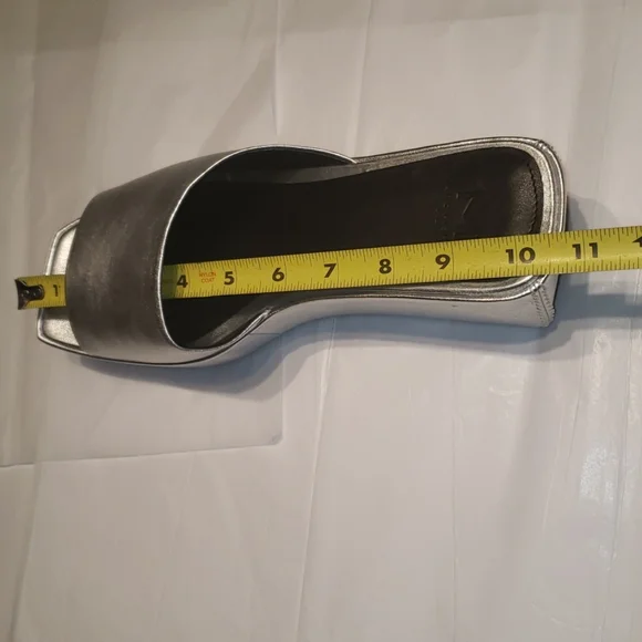 Marc Fisher New YAILYN Platform Slide Sandal Mule Leather Flatforms SILVER Women - Picture 13 of 13